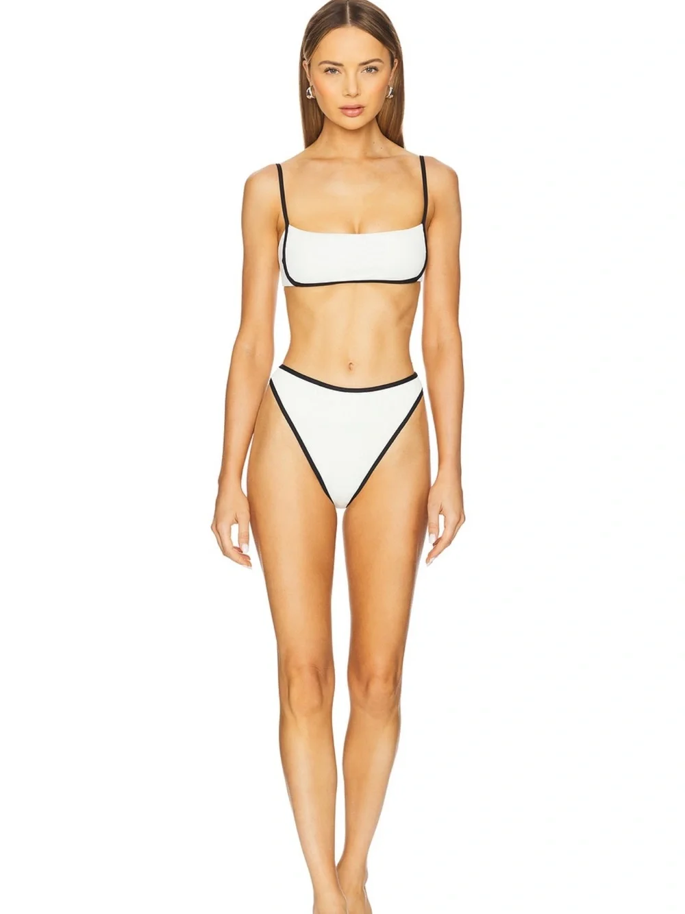 l*space White Bikini Top with Black Contrast Trim